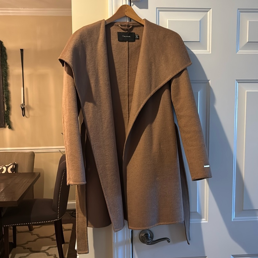 Tahari wool blend belted coat